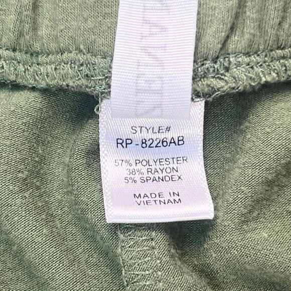 Zenana Pants Medium Olive Green Side Slit Wide Leg Relaxed Knit Jogger Pants - Picture 11 of 12